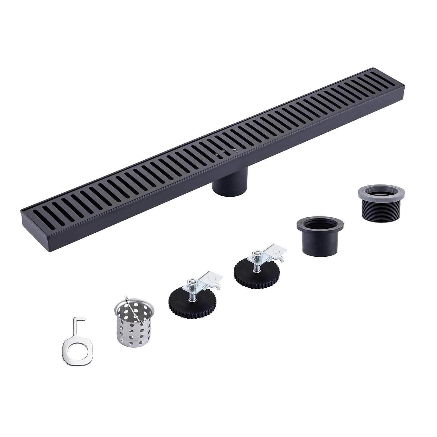 24" Linear Grid Shower Drain, Brushed Nickel