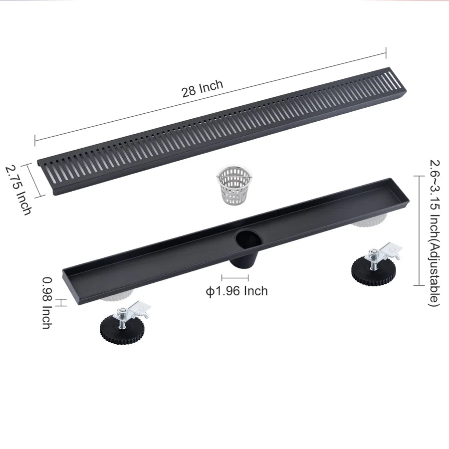 Drain de douche à grille linéaire de 28 po de largeur RX7002-28