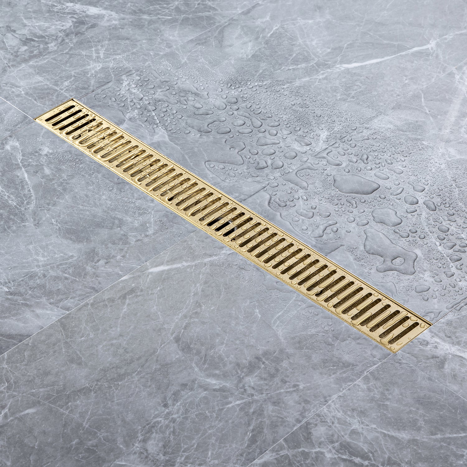 24" Linear Grid Shower Drain, Brushed Nickel
