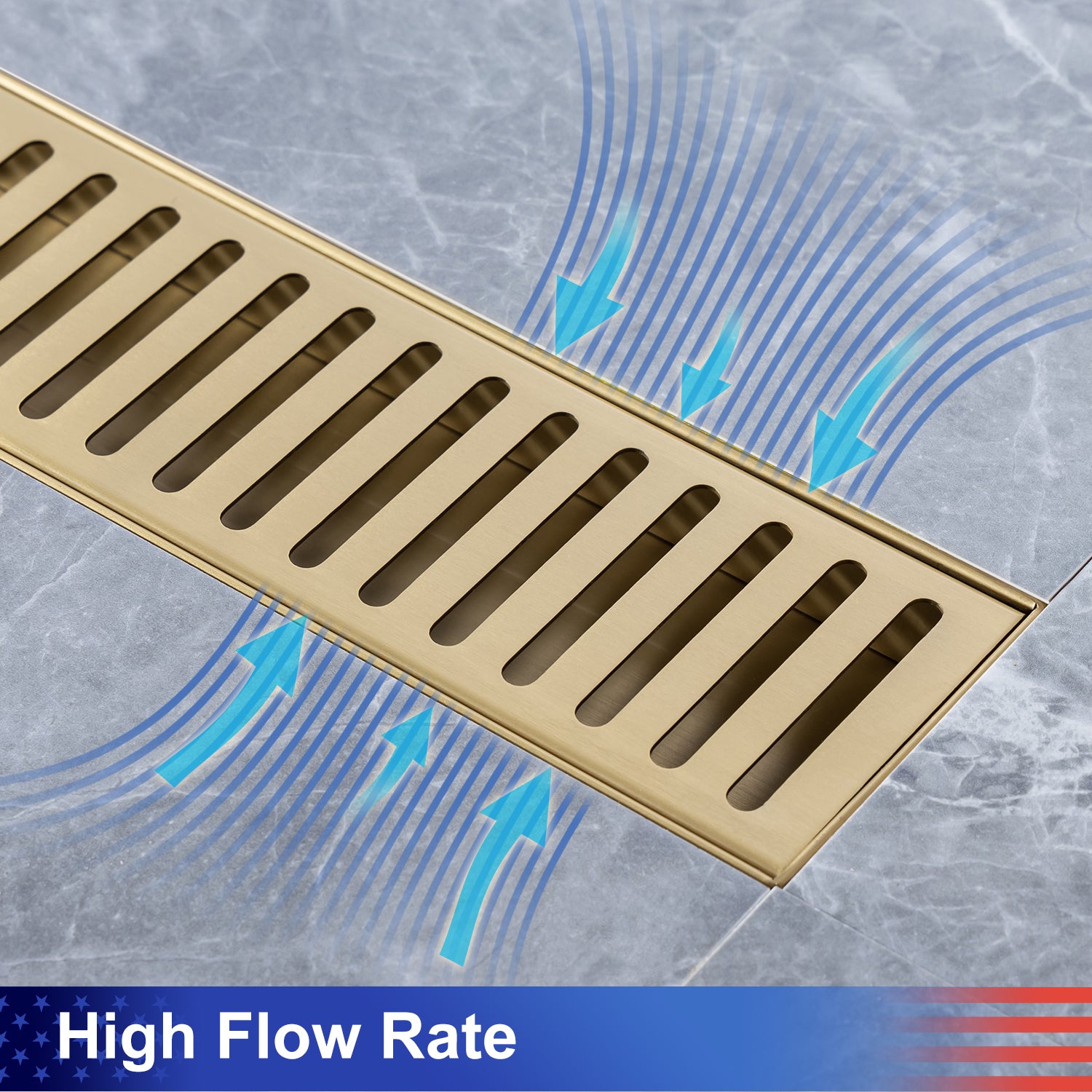 24" Linear Grid Shower Drain, Brushed Nickel
