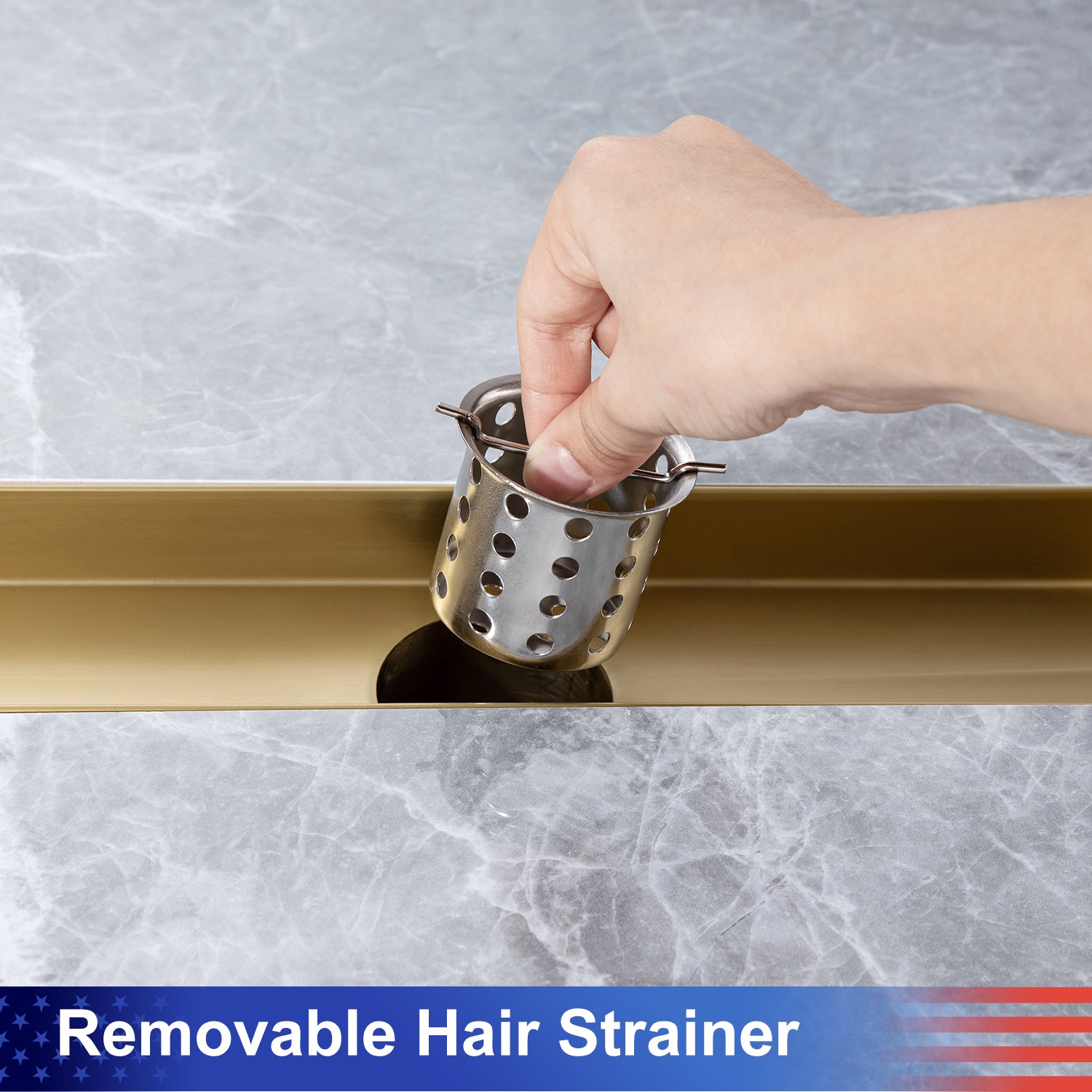 24" Linear Grid Shower Drain, Brushed Nickel