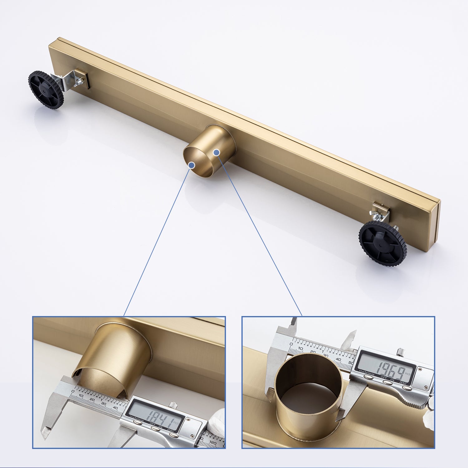 24" Linear Grid Shower Drain, Brushed Nickel