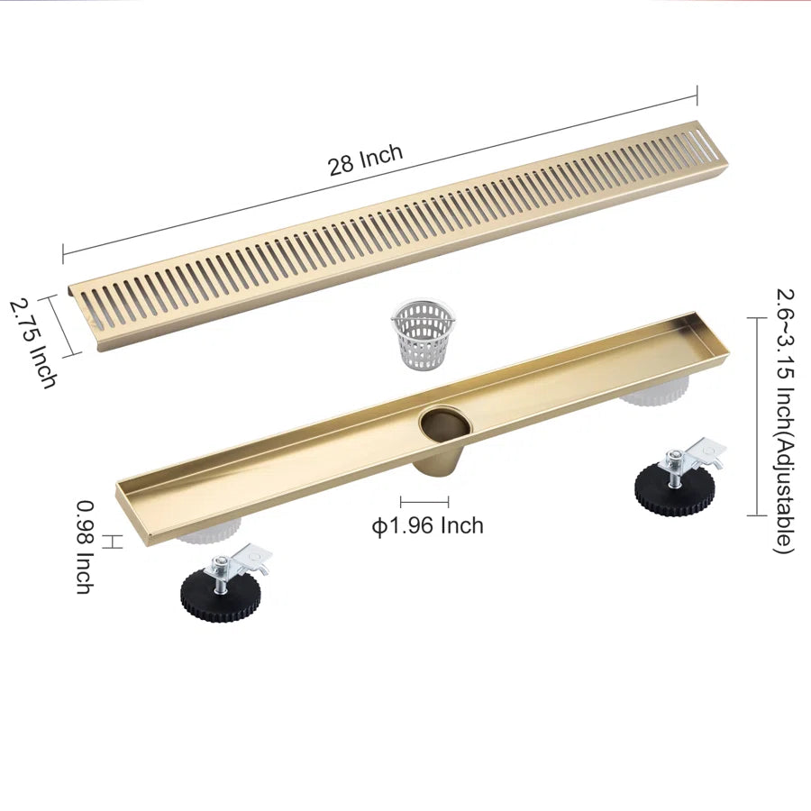 Drain de douche à grille linéaire de 28 po de largeur RX7002-28