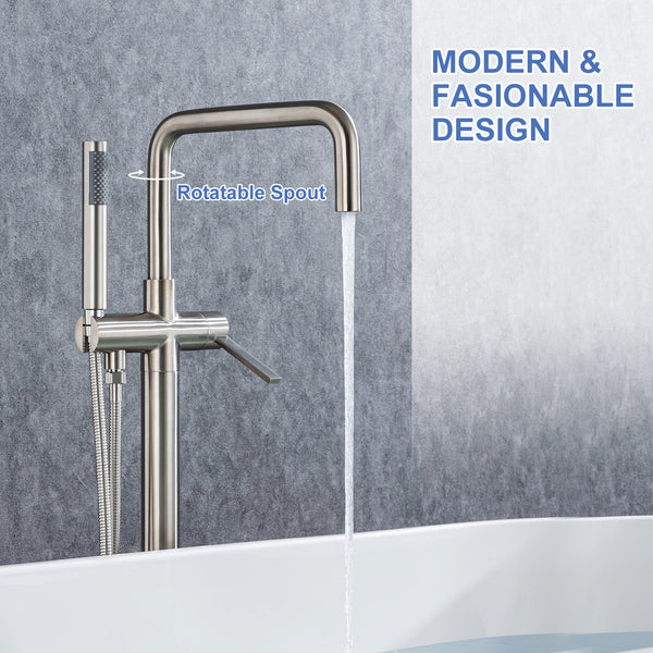 Single Handle Floor Mounted Clawfoot Tub Faucet with Handheld Shower RX8008