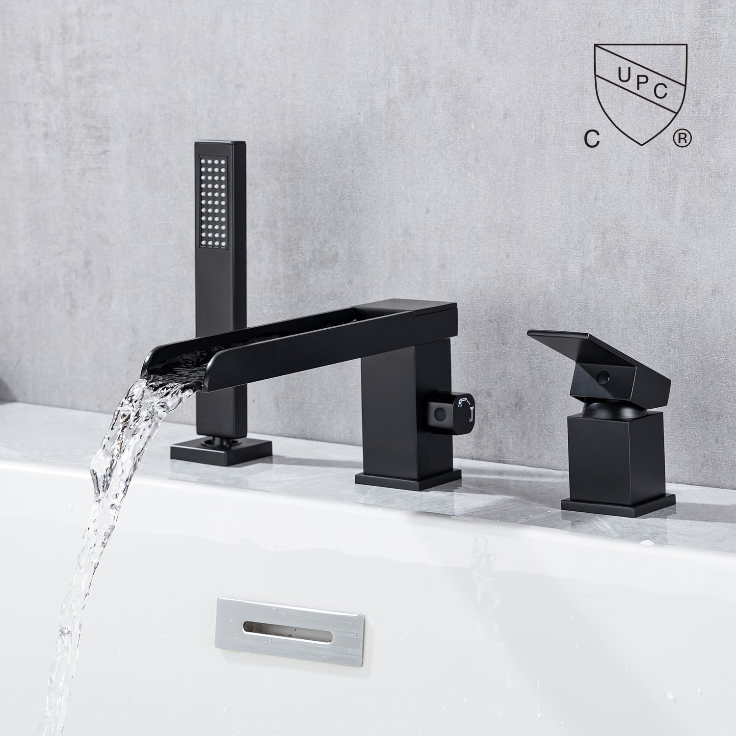 Deck Mounted Single-Handle Roman Tub Faucet with Diverter and Handheld shower RX8011