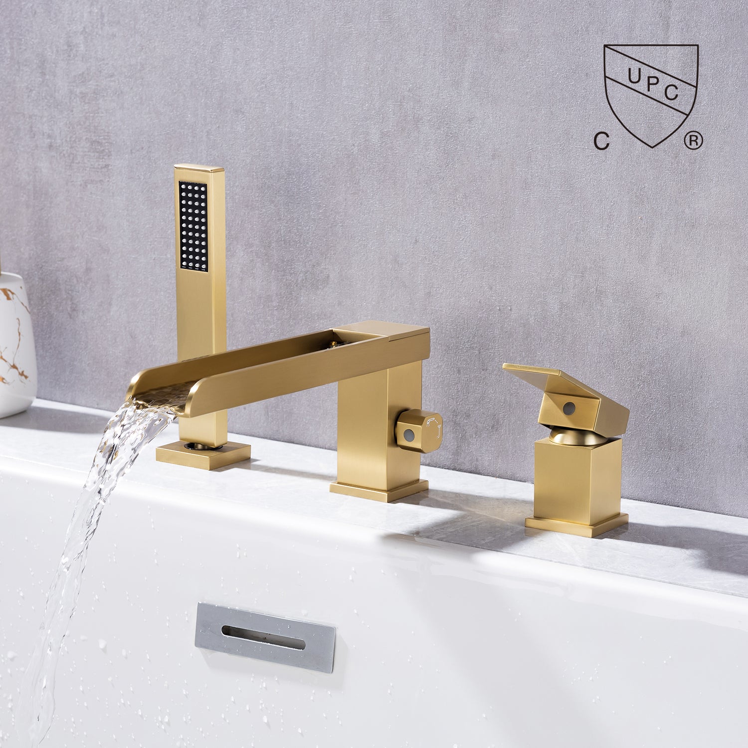 Deck Mounted Single-Handle Roman Tub Faucet with Diverter and Handheld shower RX8011