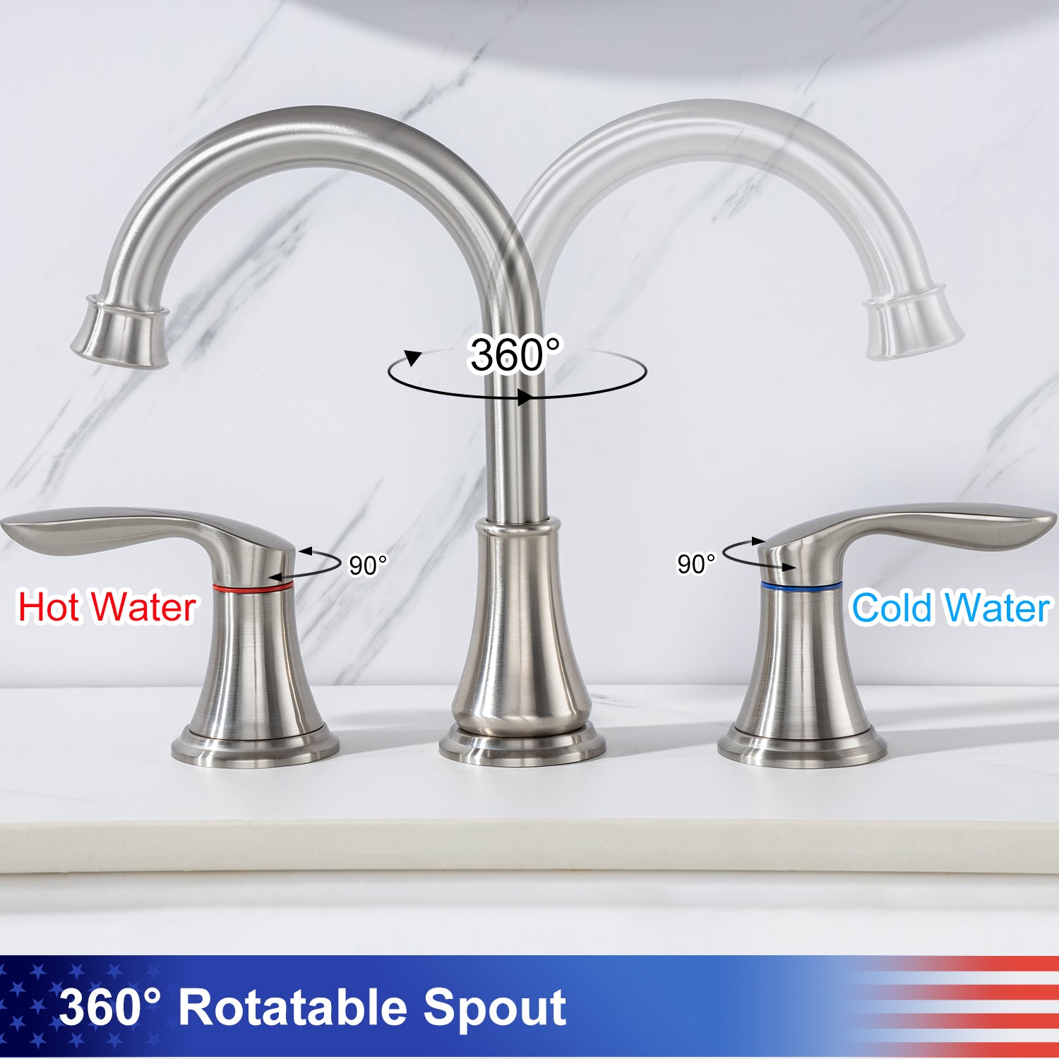 Rotatable Widespread  Bathroom Faucet