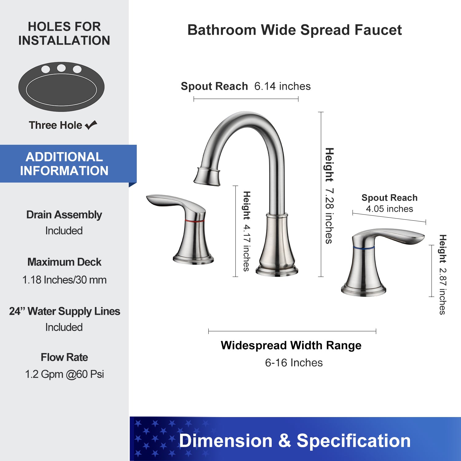 Widespread Faucet 2-handle Bathroom Faucet with Drain Assembly RX83001