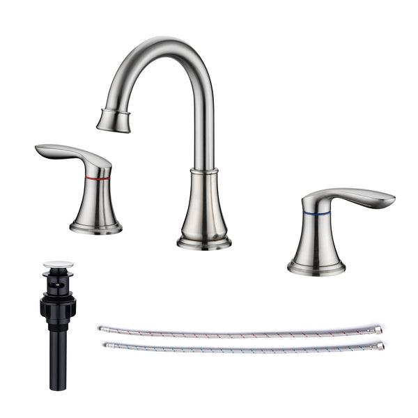 Widespread Faucet 2-handle Bathroom Faucet with Drain Assembly