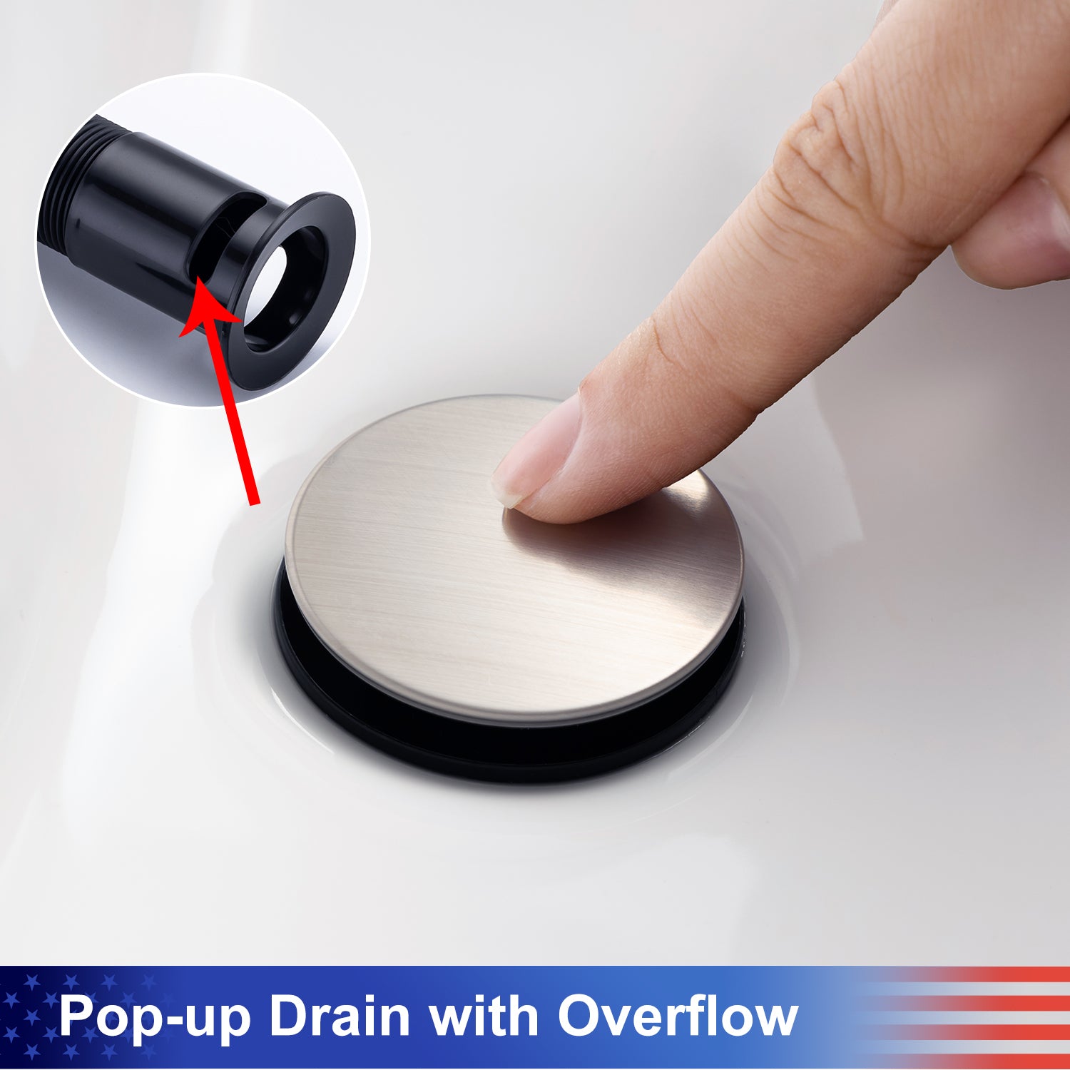 Bathroom Faucet with Drain Assembly Pop-Up Drain