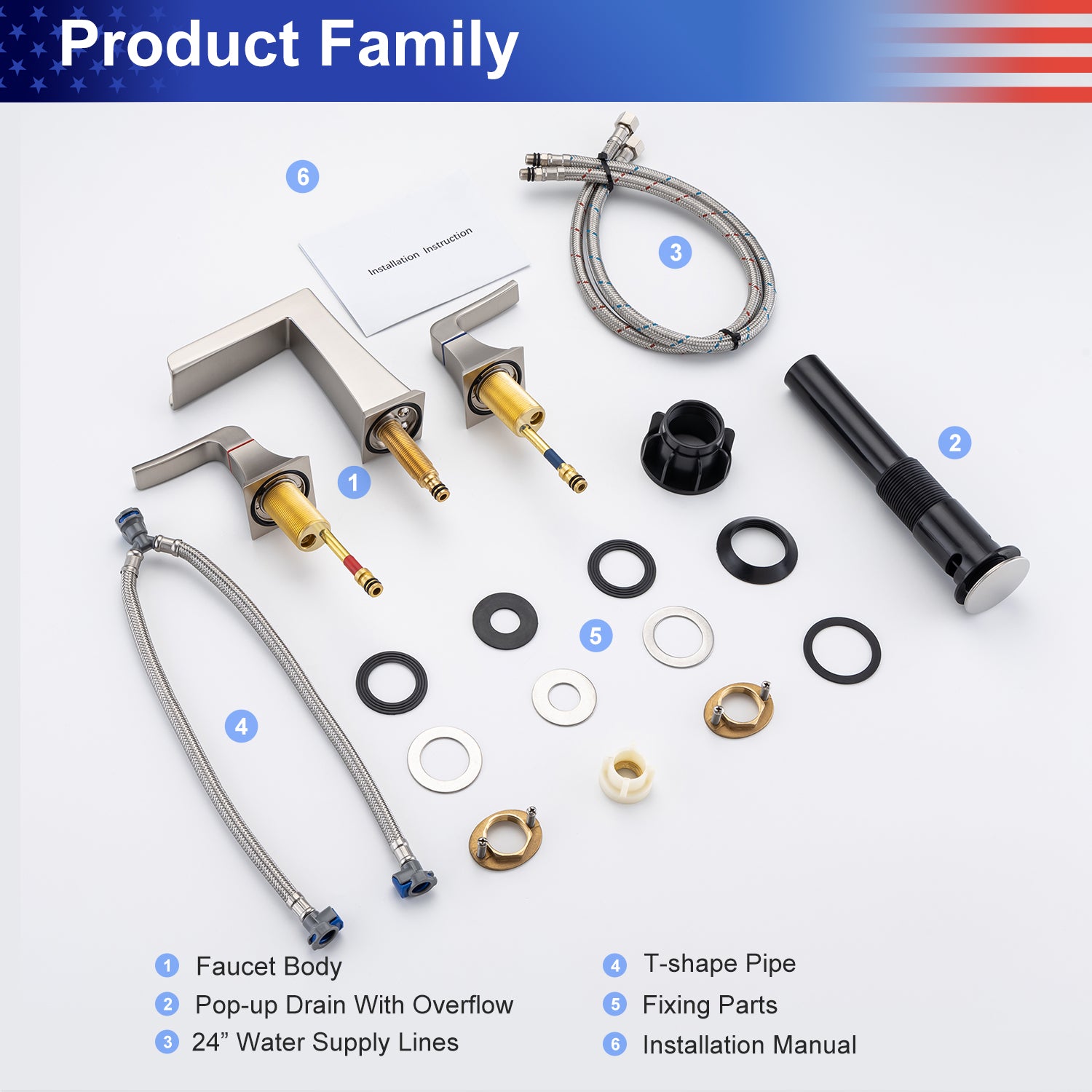 Bathroom Faucet with Drain Assembly Product Family