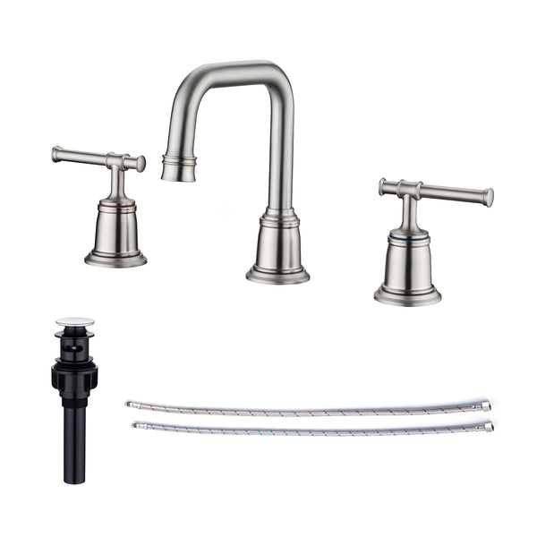[Rainlex RX83008]Widespread Faucet 2-handle Bathroom Faucet with Drain Assembly
