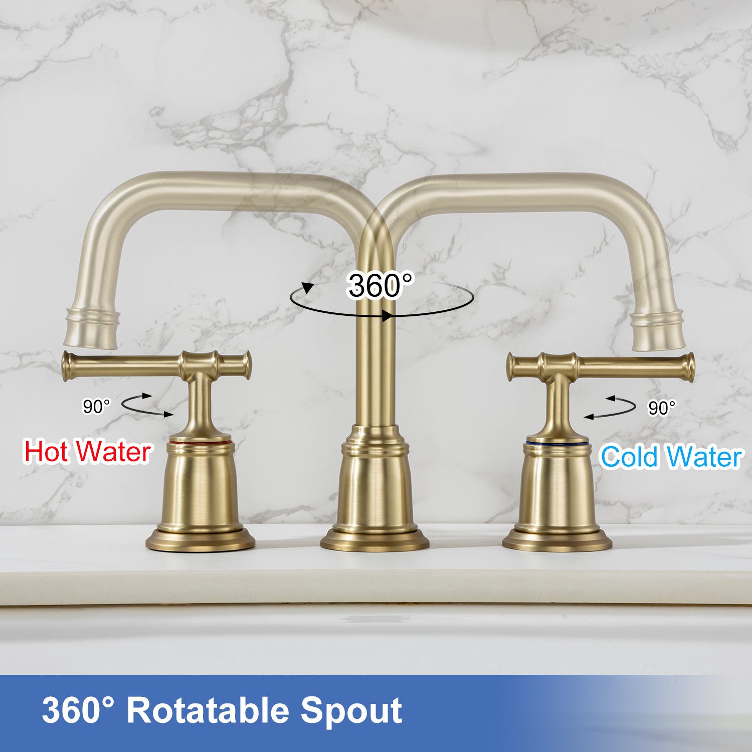 Widespread Faucet 2-handle Bathroom Faucet with Drain Assembly RX83008