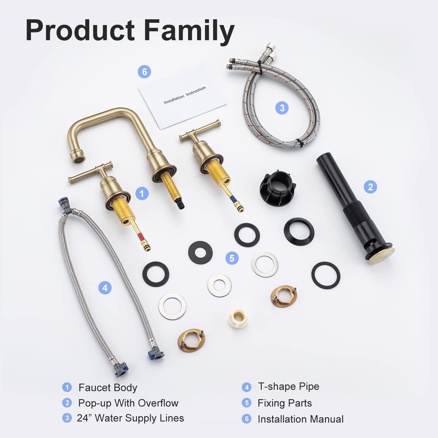 2-Handle Widespread Bathroom Faucet with Drain Assembly (S83008)