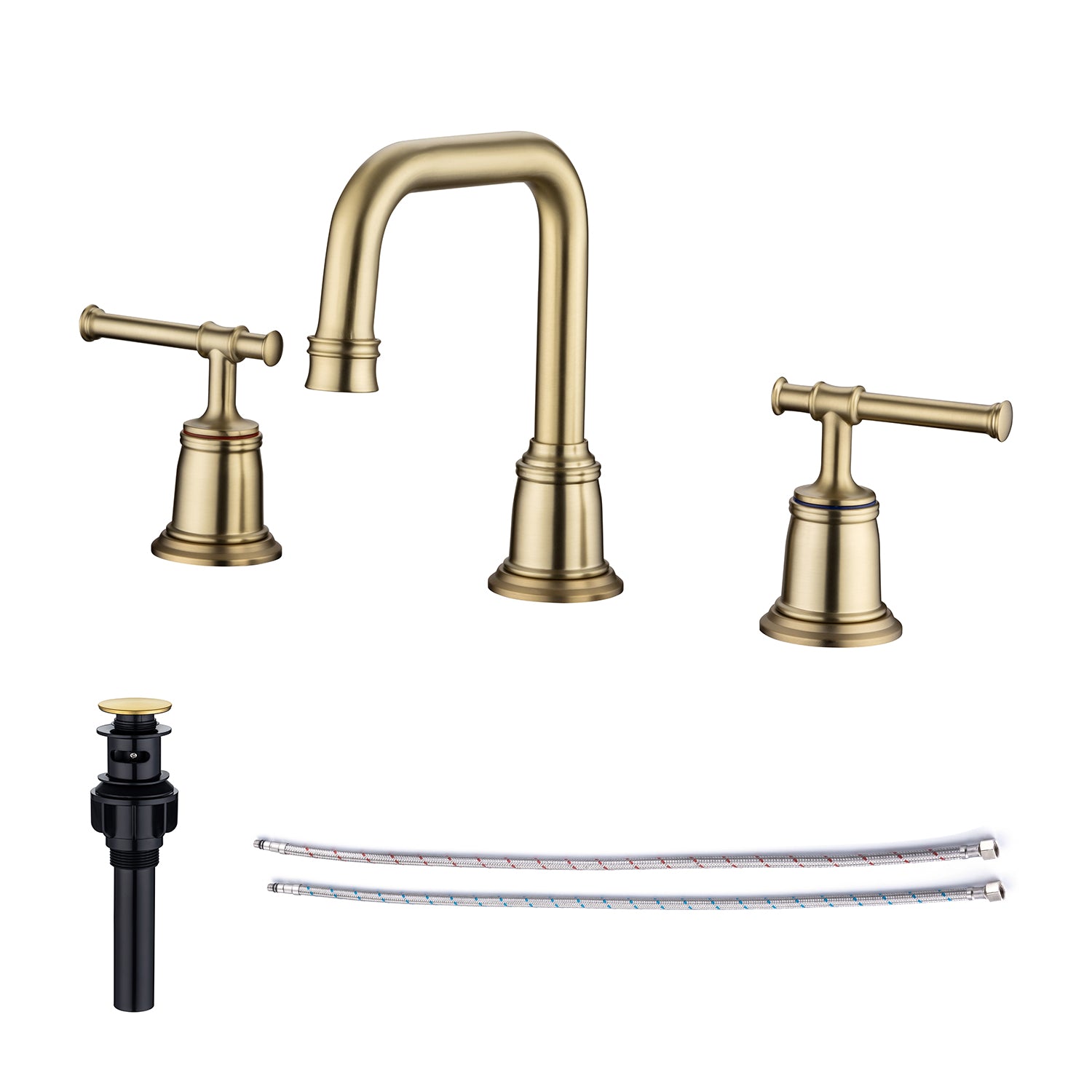 [Rainlex RX83008]Widespread Faucet 2-handle Bathroom Faucet with Drain Assembly