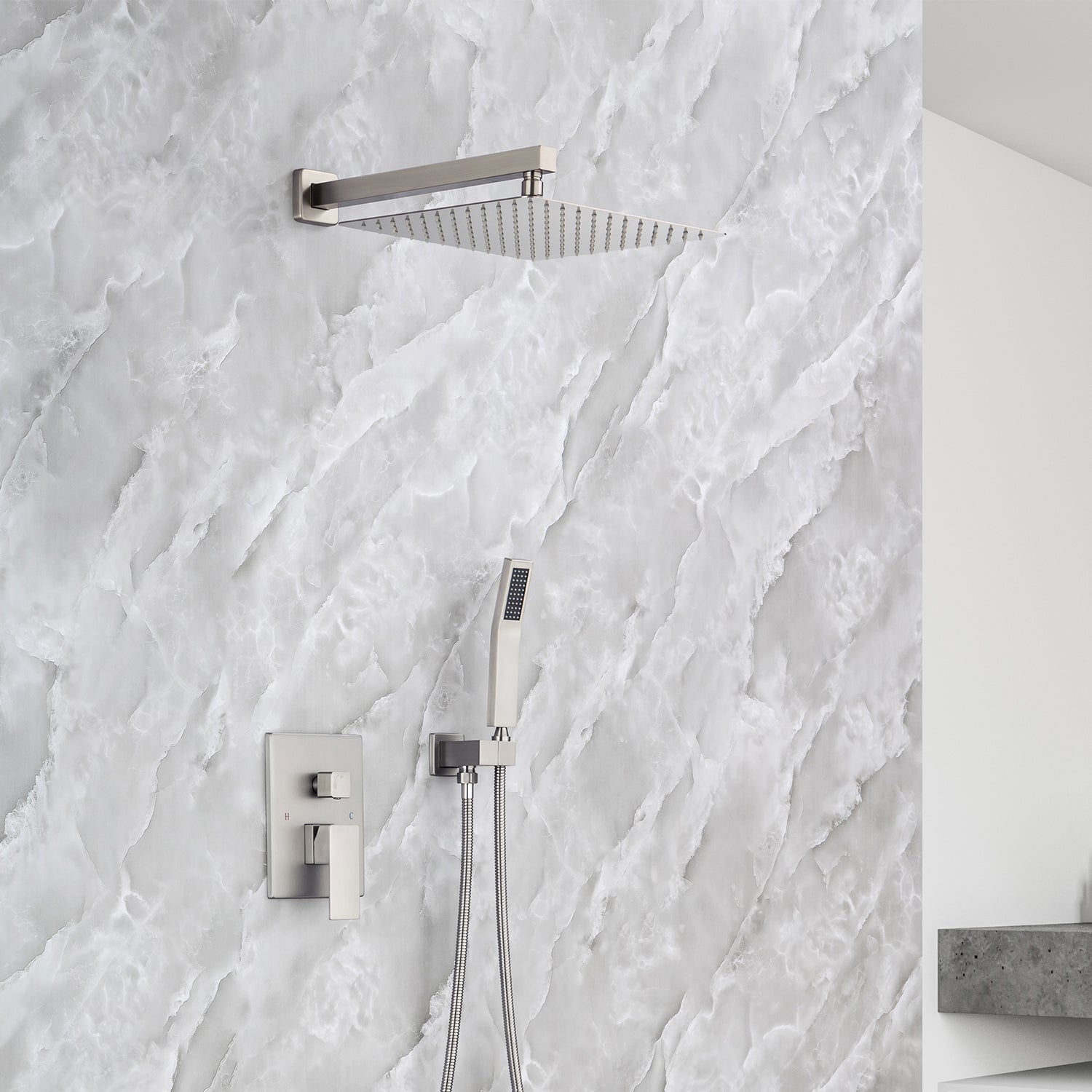 10" Shower Head 2-way Wall-Mount Square Shower