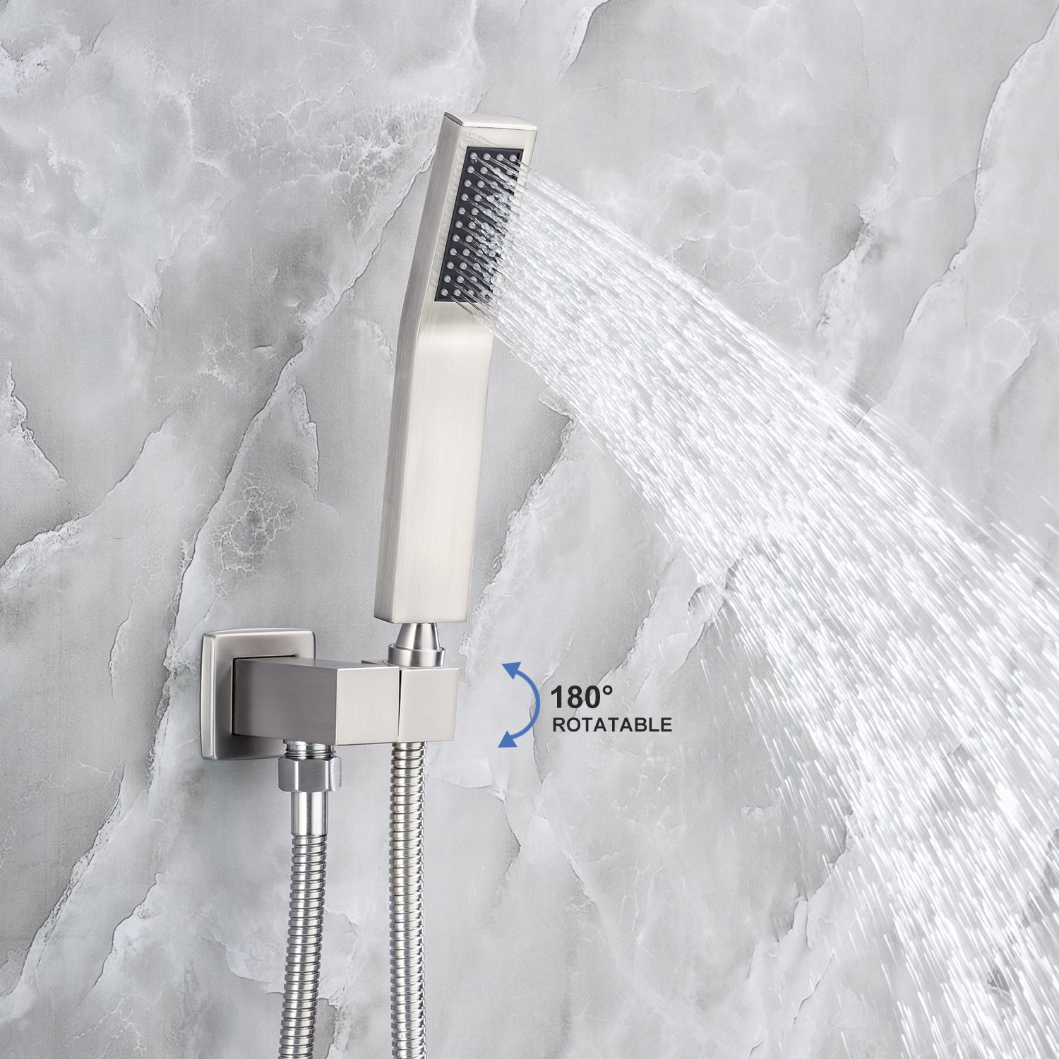 Pommeau de douche carré à 2 voies et montage mural de 10 po avec robinet à montage brut RX93102-10