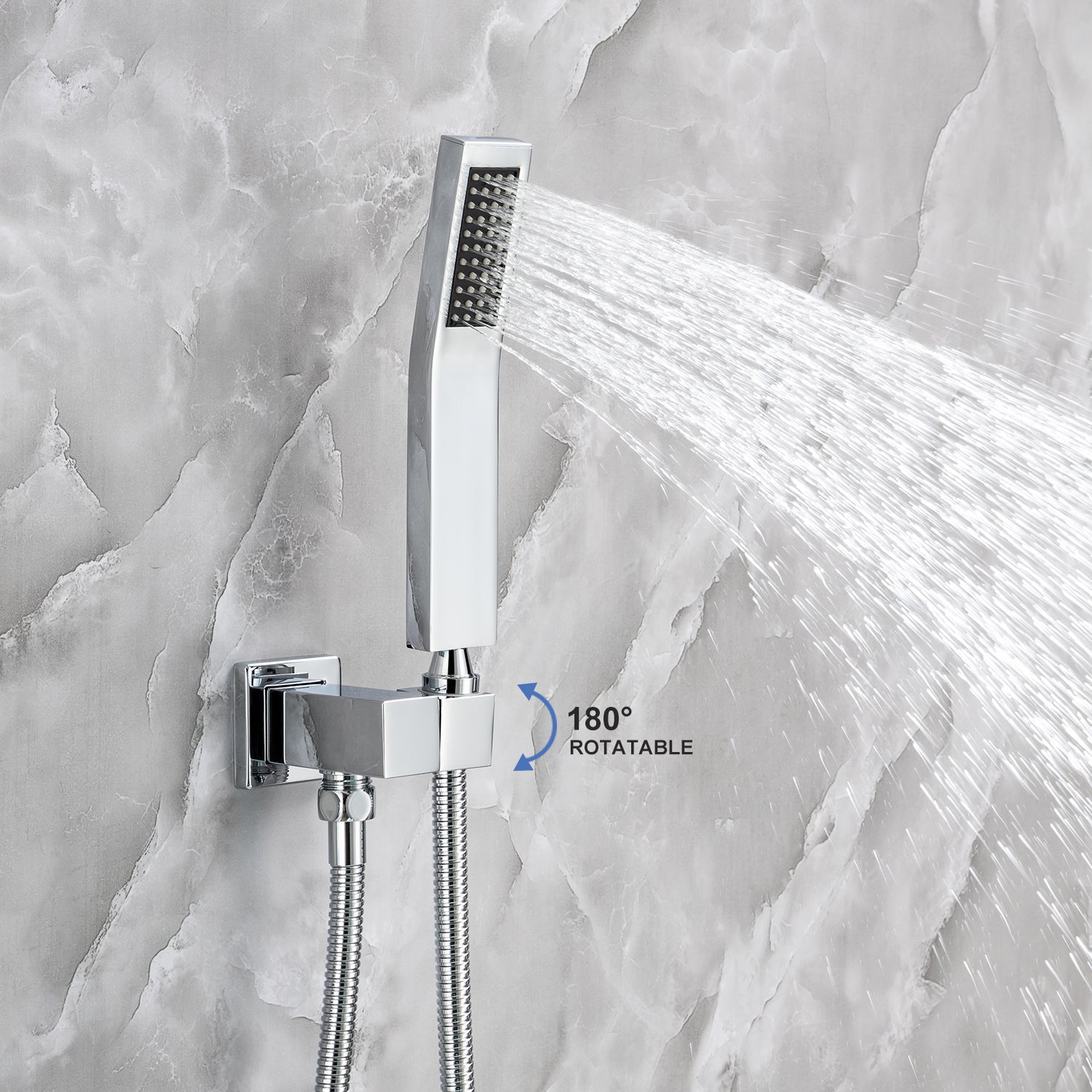 Pommeau de douche carré à 2 voies et montage mural de 10 po avec robinet à montage brut RX93102-10