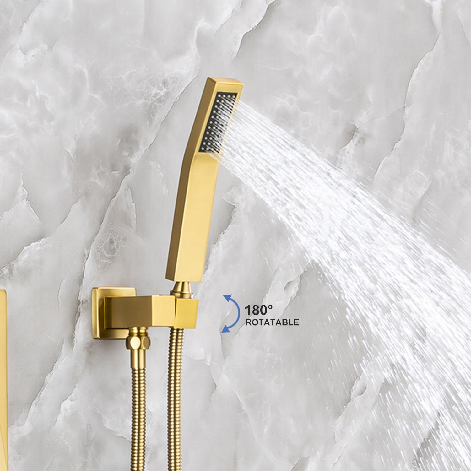 Pommeau de douche carré à 2 voies et montage mural de 10 po avec robinet à montage brut RX93102-10