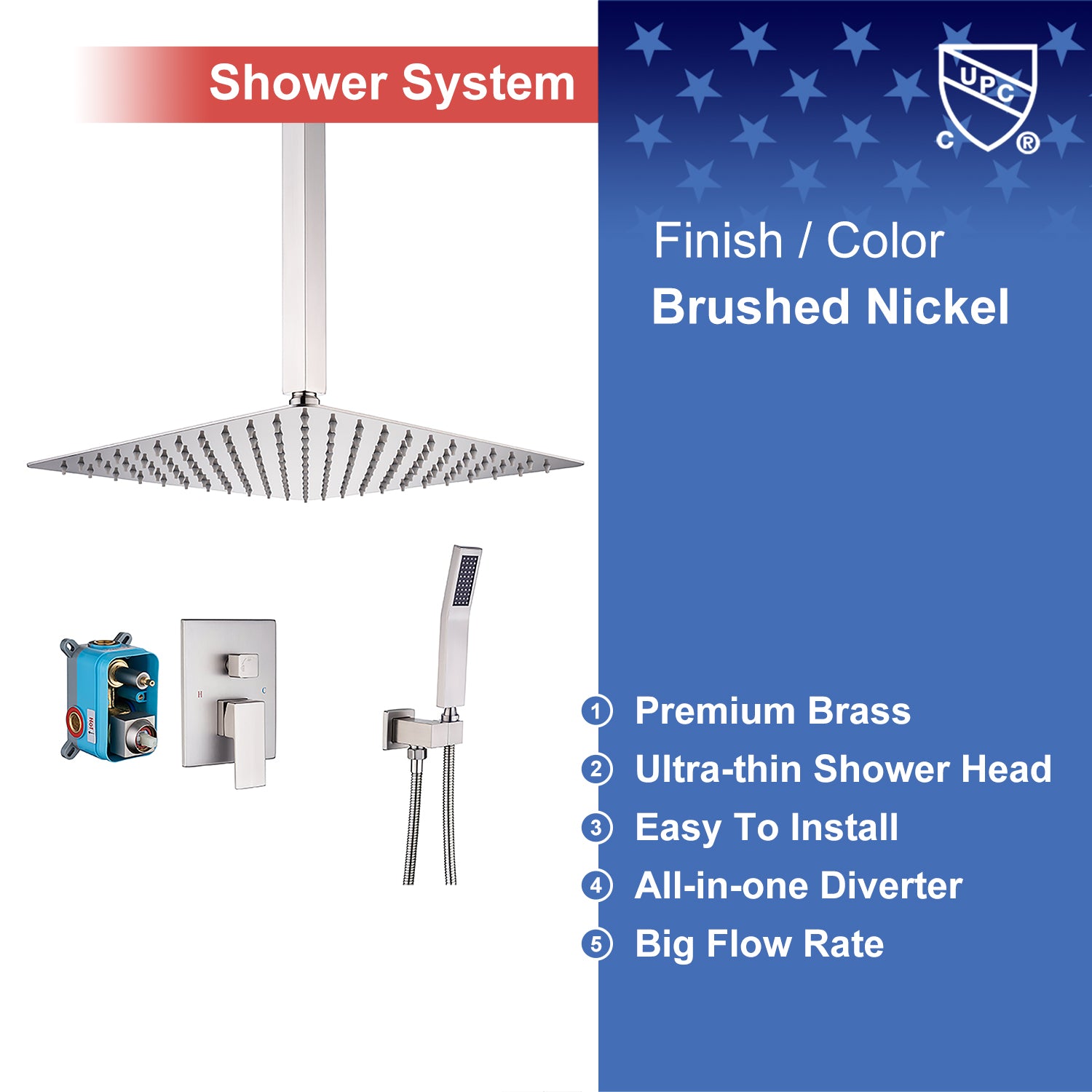 Rainlex 95102-10 shower Brass Finishing