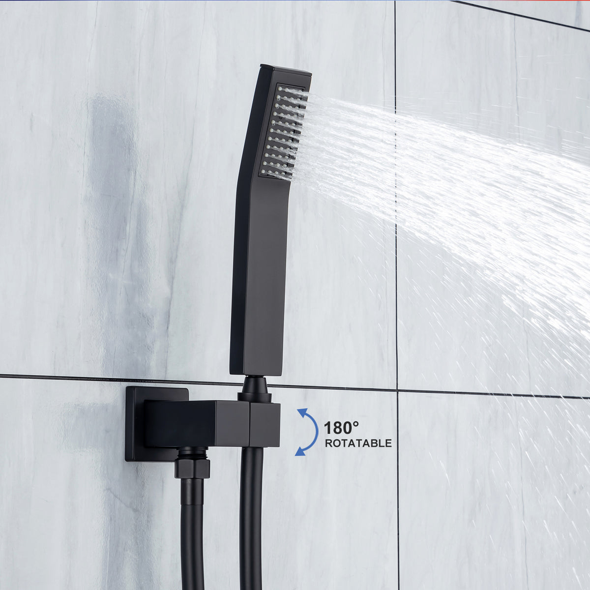 Pommeau de douche carré à 2 voies de 12 po avec robinet de montage au plafond et valve brute RX95102-12