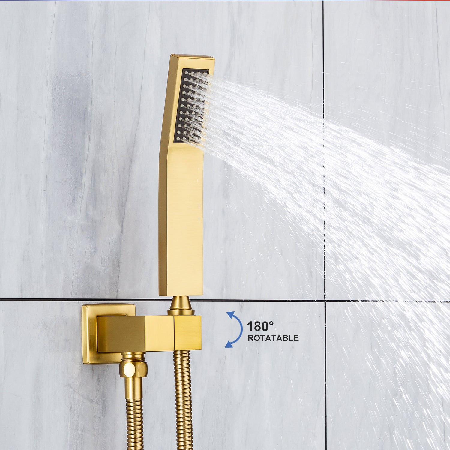 Pommeau de douche carré à 2 voies de 12 po avec robinet de montage au plafond et valve brute RX95102-12