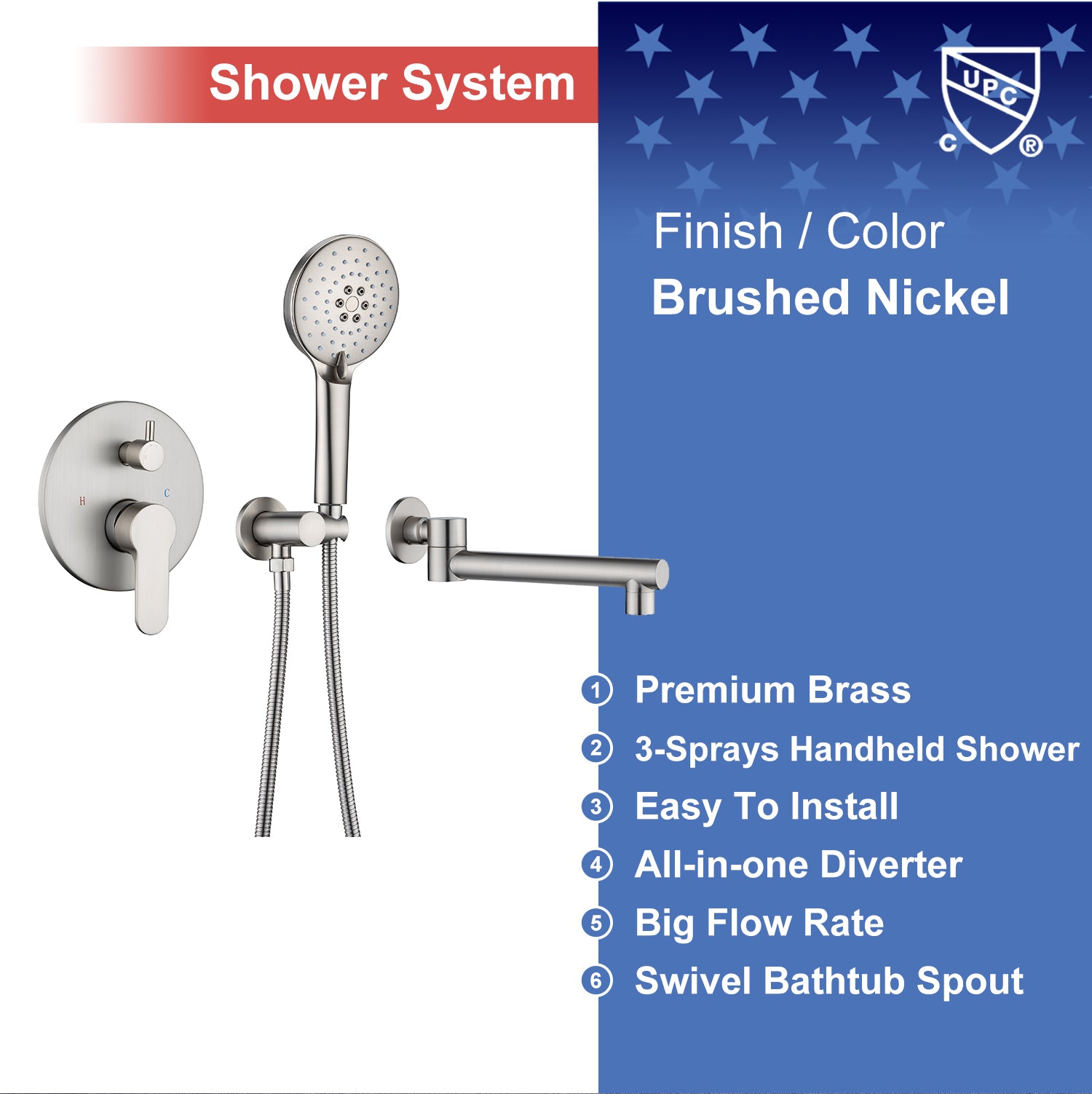  Roman Tub Faucet Shower System