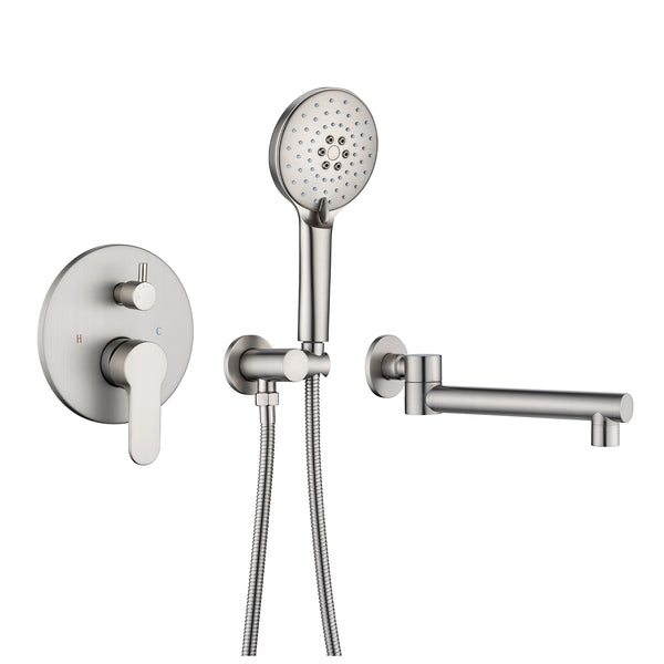 [Rainlex RX96207] Single Handle Wall Mounted Roman Tub Faucet with Handshower