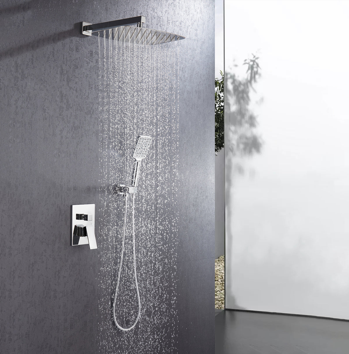 12" Square 2-Way Wall-Mount Shower System with Rough-in Valve (S97202)