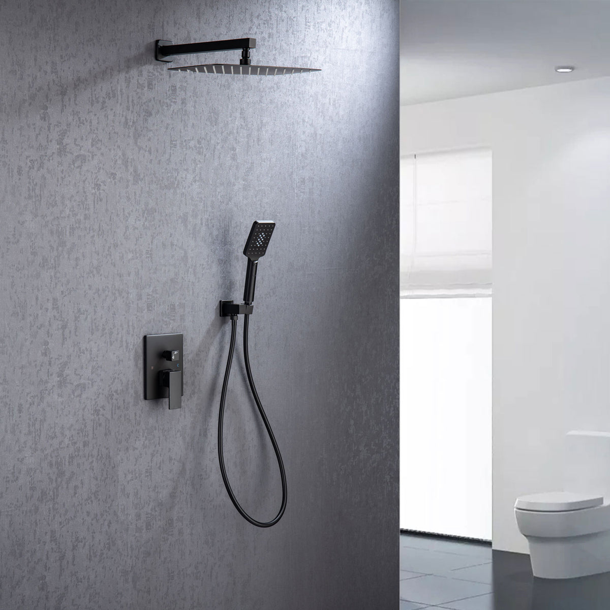 12" Square 2-Way Wall-Mount Shower System with Rough-in Valve (S97202)
