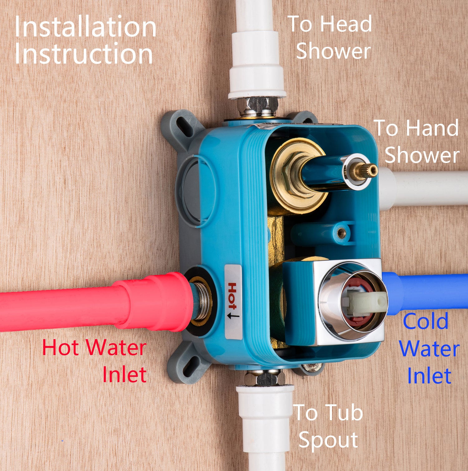 12" Square 3-Way Wall-Mount Shower System with Rough-in Valve