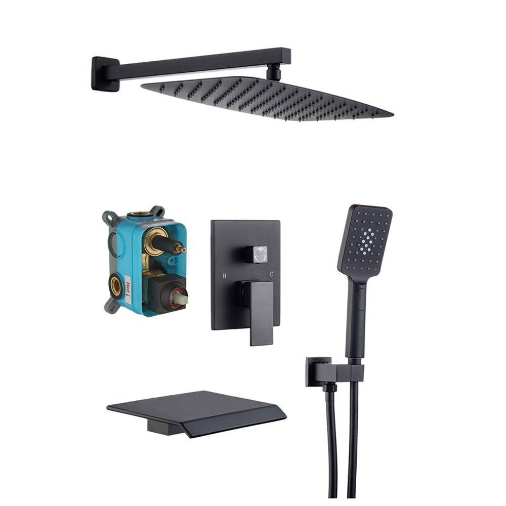12" Square 3-Way Wall-Mount Shower System with Rough-in Valve