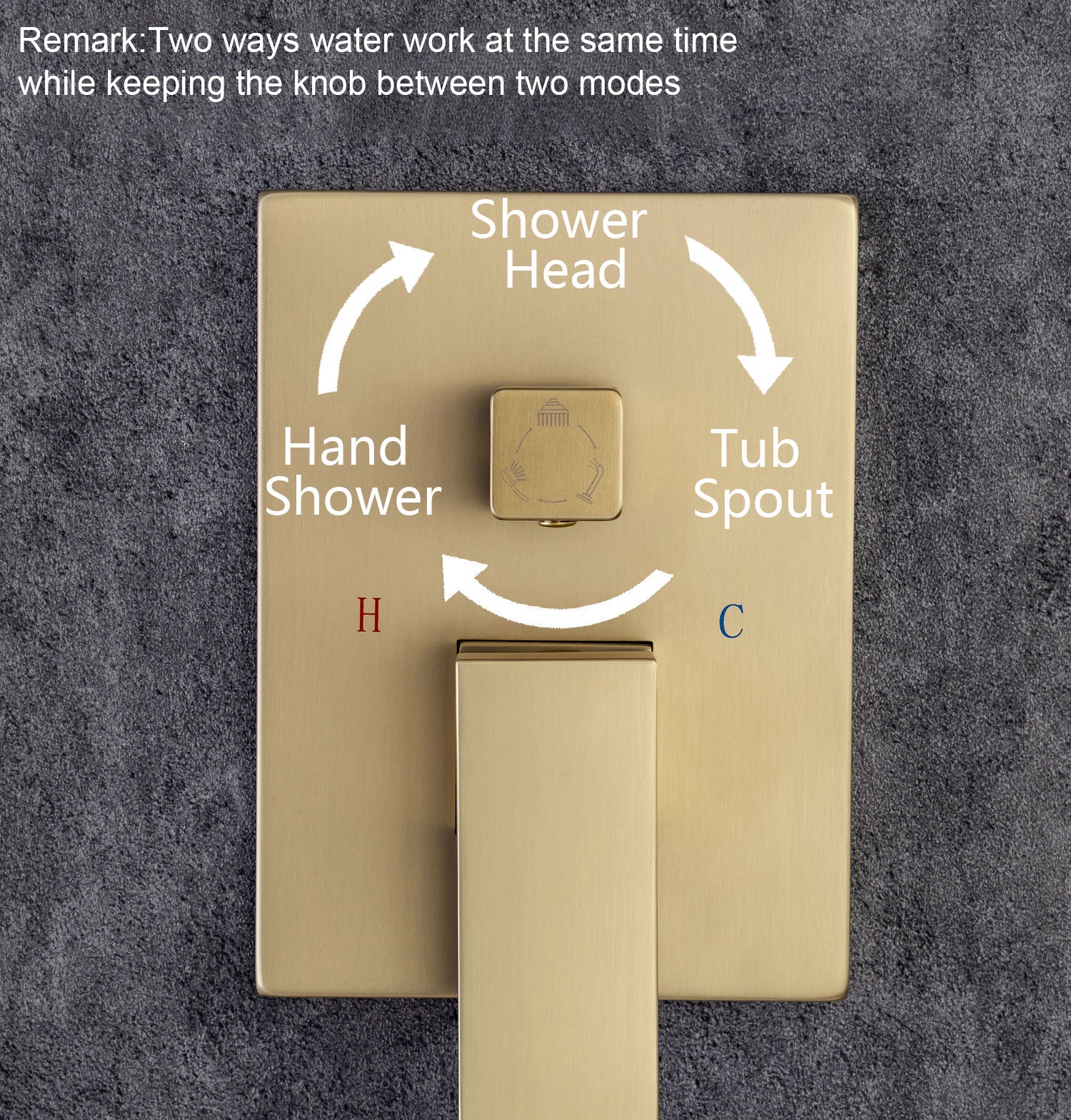 12" Square 3-Way Wall-Mount Shower System with Rough-in Valve