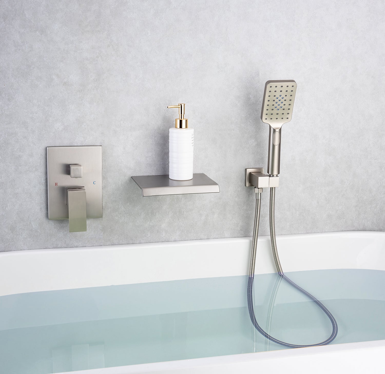 Waterfall Single-Handle Wall Mounted Tub Faucet With Handheld Shower RX97207