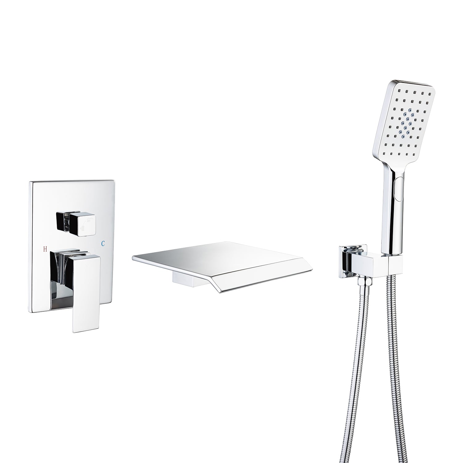 Waterfall Single-Handle Wall Mounted Tub Faucet With Handheld Shower RX97207