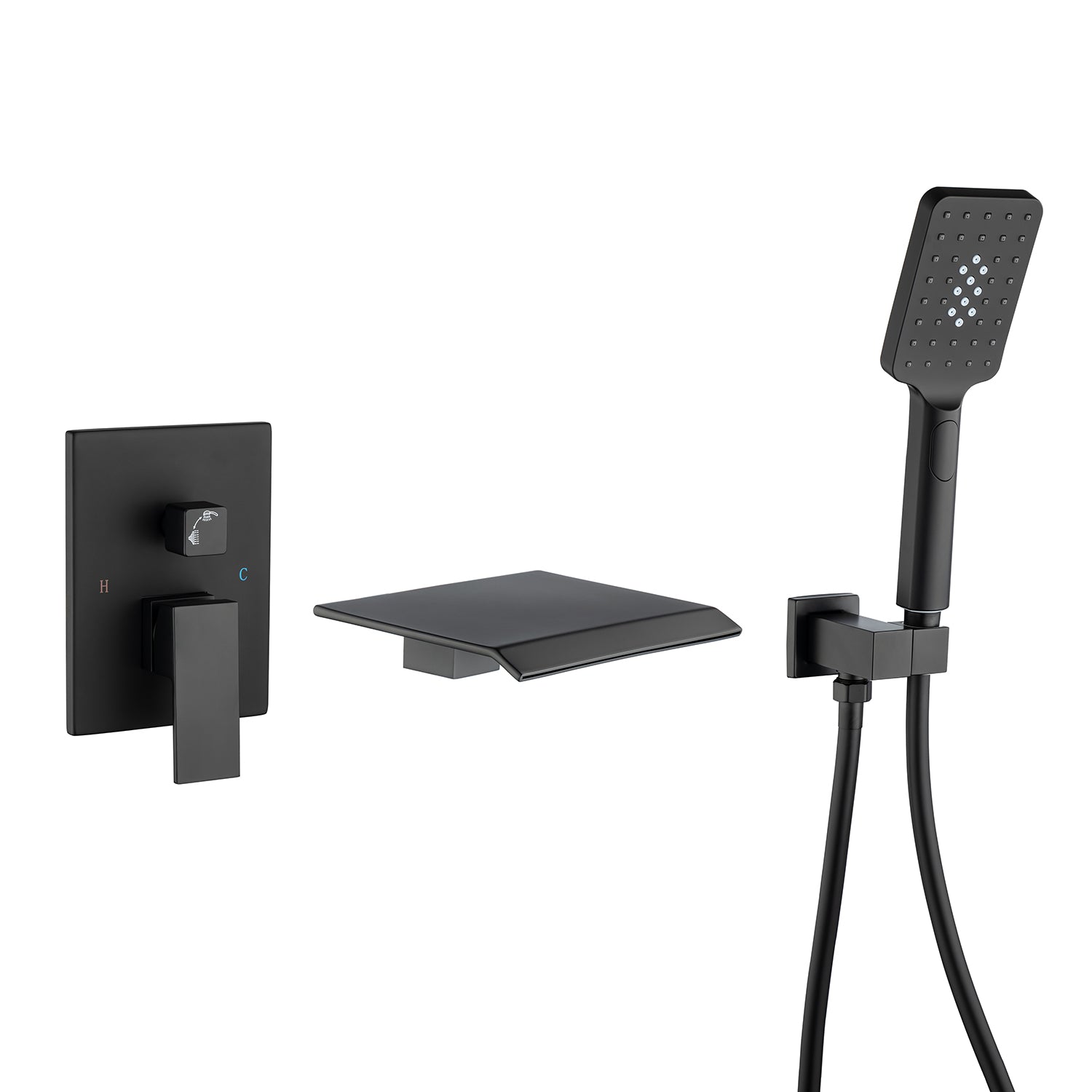 Waterfall Single-Handle Wall Mounted Tub Faucet With Handheld Shower RX97207