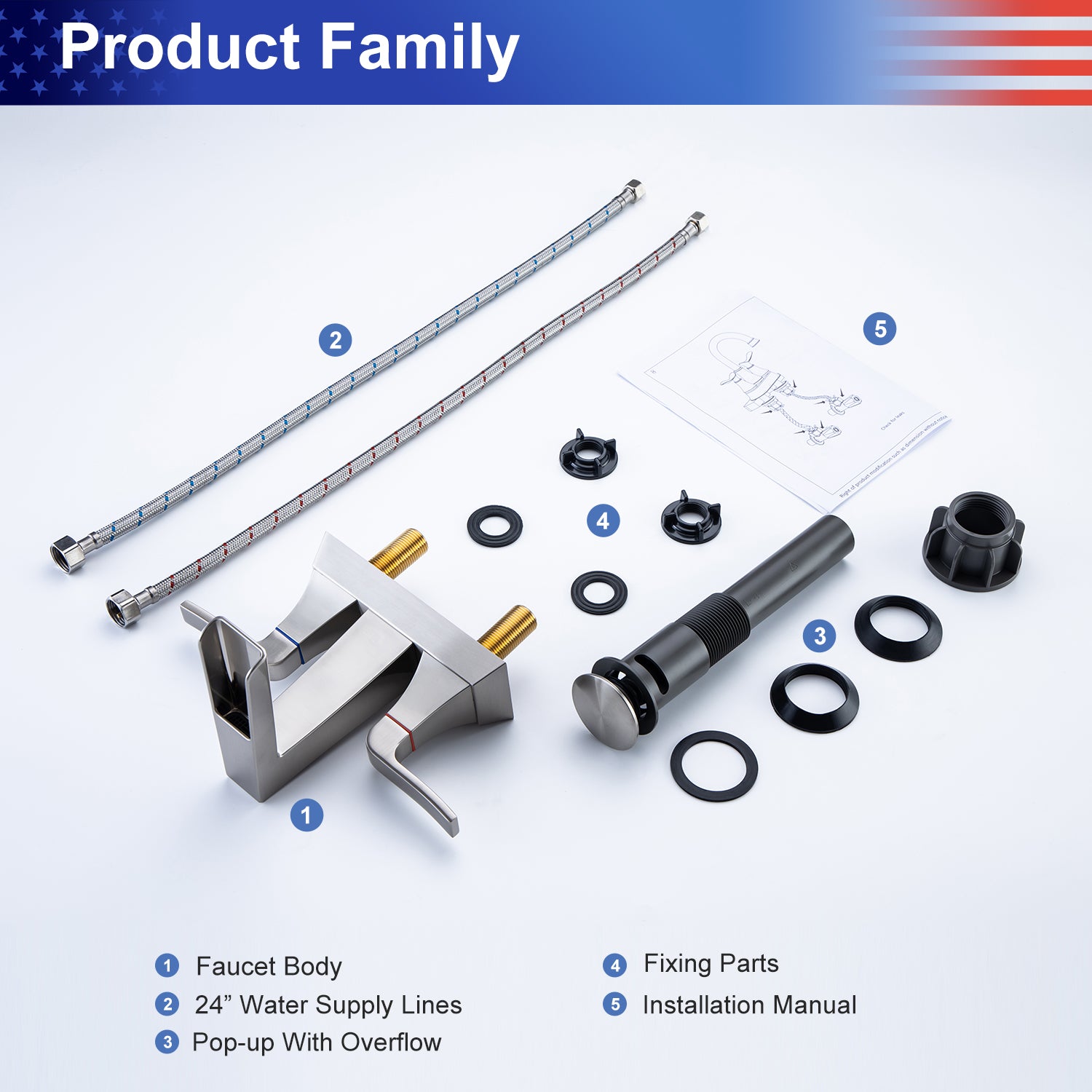 Rainlex 2-Handle Centerset Waterfall Bathroom Faucet with Drain Assembly