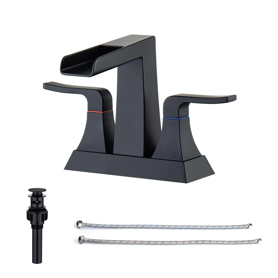 2-Handle Centerset Bathroom Faucet with Drain Assembly, Brushed Nickel