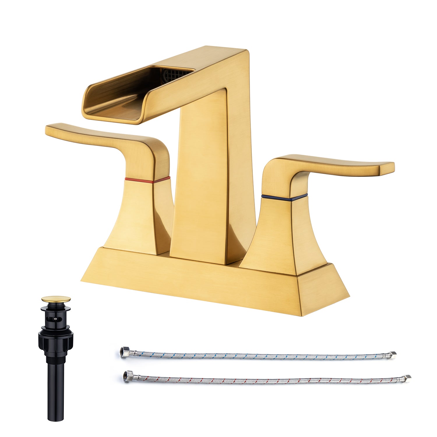 Rainlex 2-Handle Centerset Waterfall Bathroom Faucet with Drain Assembly
