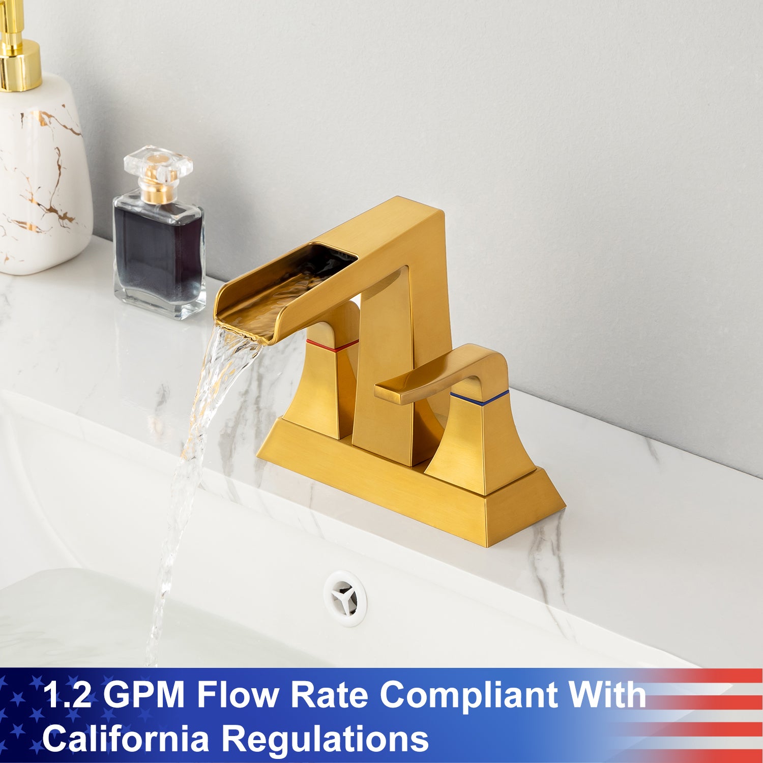 Rainlex 2-Handle Centerset Waterfall Bathroom Faucet with Drain Assembly