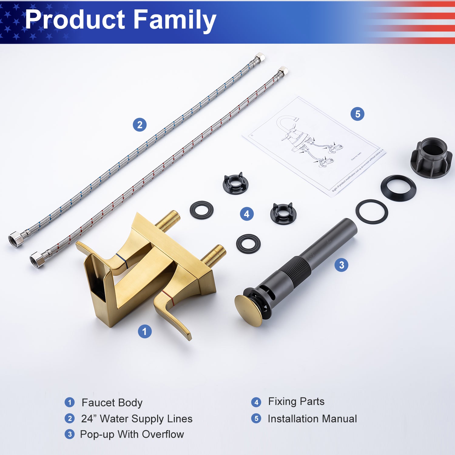 Rainlex 2-Handle Centerset Waterfall Bathroom Faucet with Drain Assembly