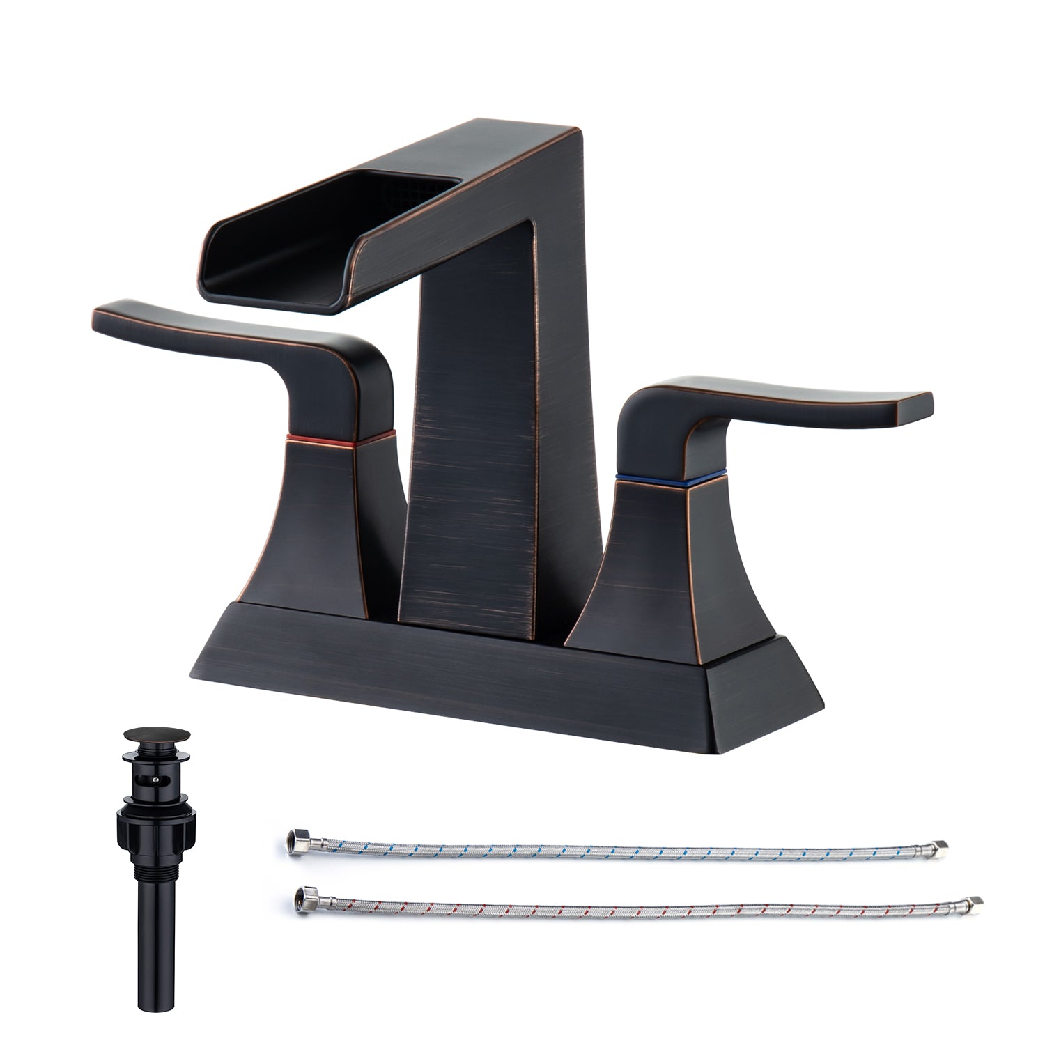 Rainlex 2-Handle Centerset Waterfall Bathroom Faucet with Drain Assembly