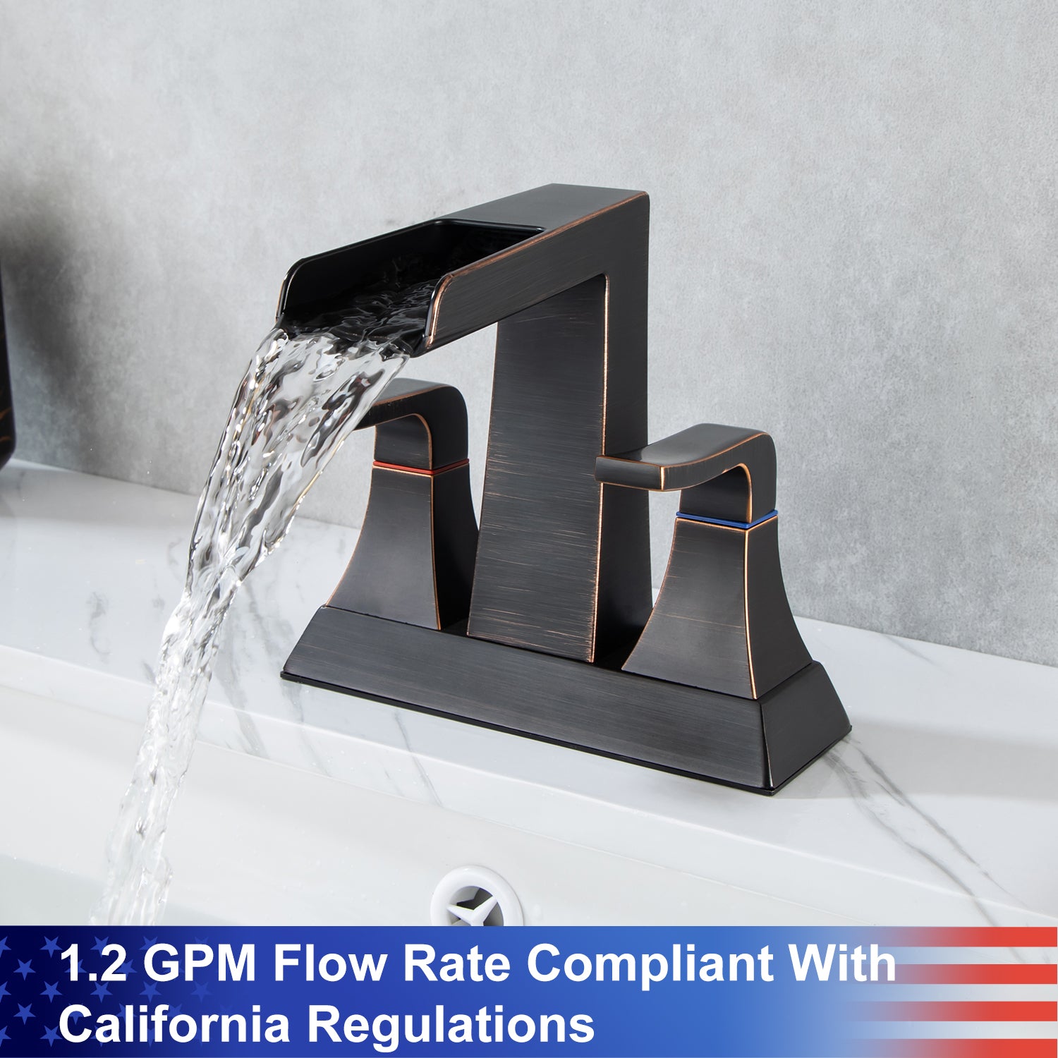 Rainlex 2-Handle Centerset Waterfall Bathroom Faucet with Drain Assembly