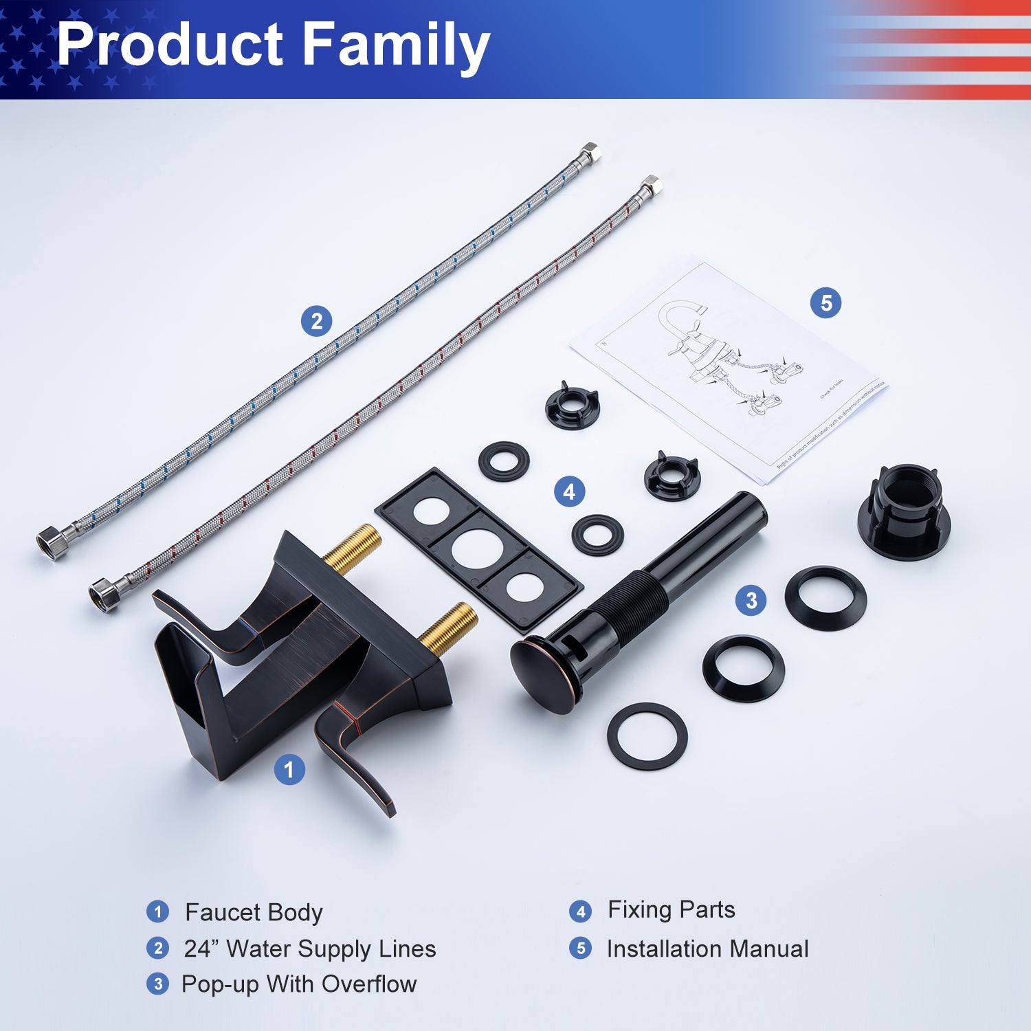 Rainlex 2-Handle Centerset Waterfall Bathroom Faucet with Drain Assembly