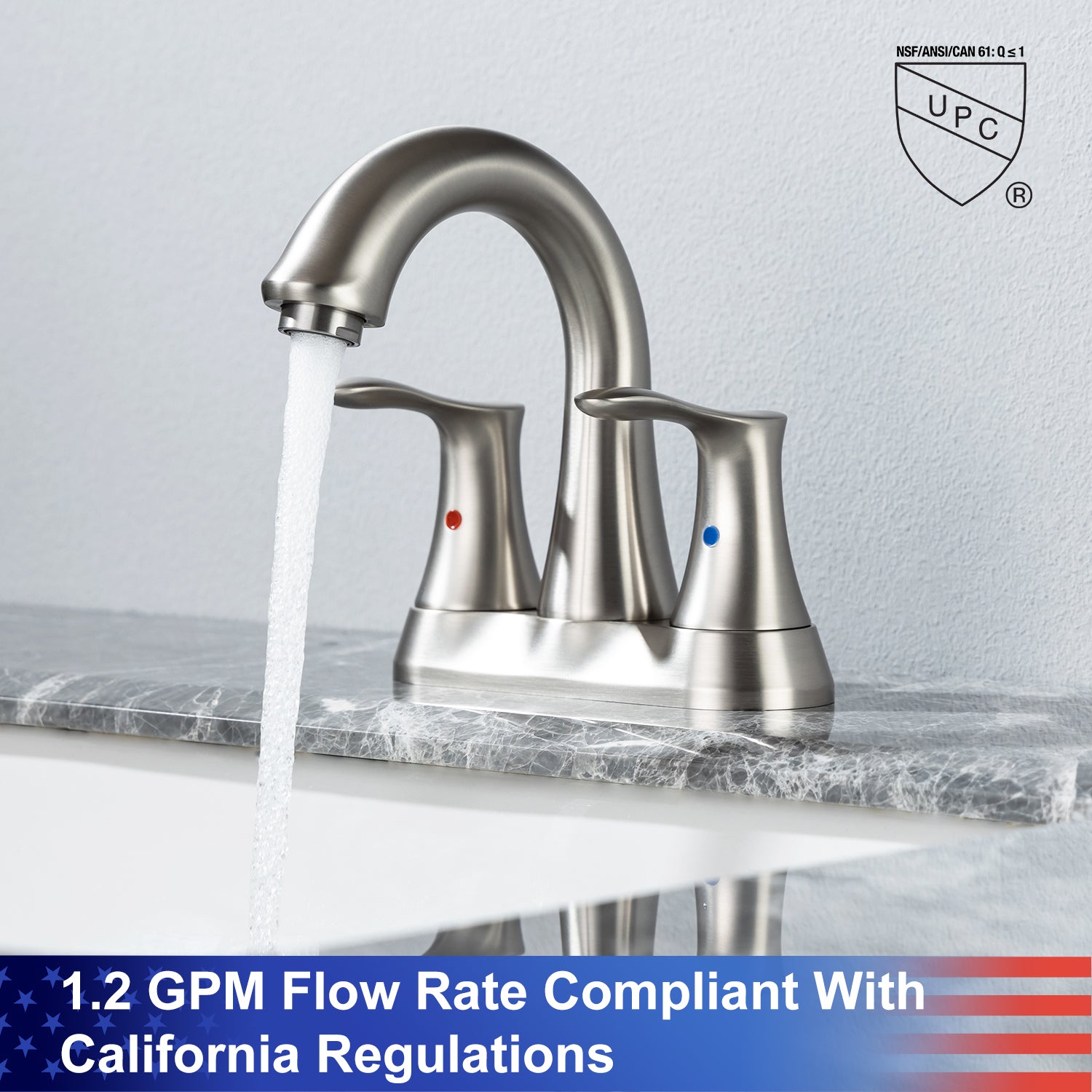 1.2 GPM Flow Rate Compliant With California Regulations