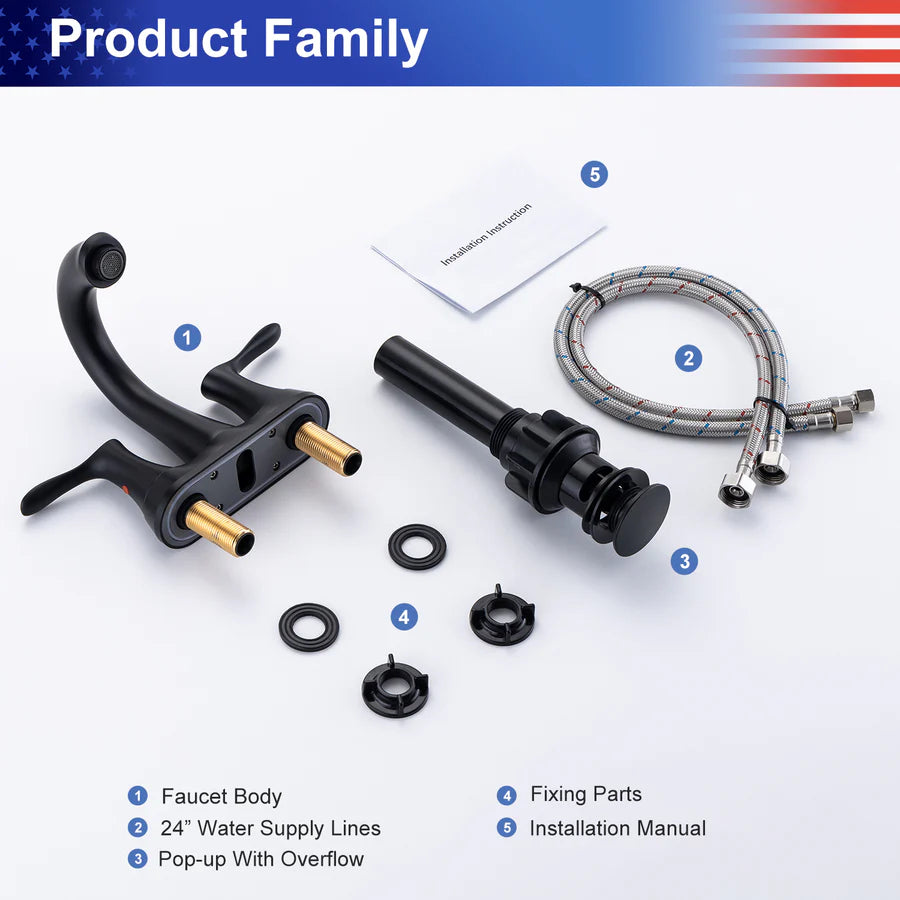 Centerset 2-Handle Bathroom Faucet  with Drain Assembly RX3007H-2