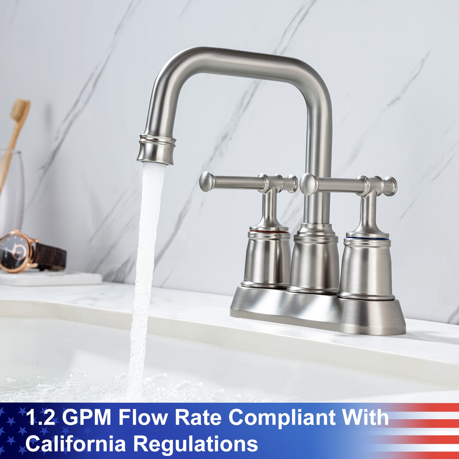 2-Handle Bathroom Faucet flow