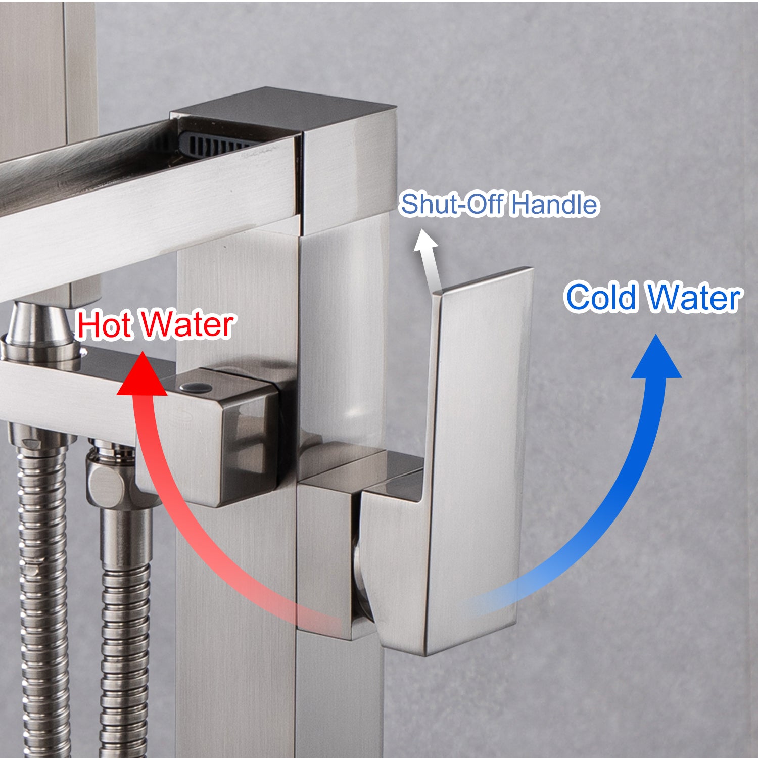 Single-Handle Floor-Mount Freestanding Tub Filler with Handheld Shower (S8002)