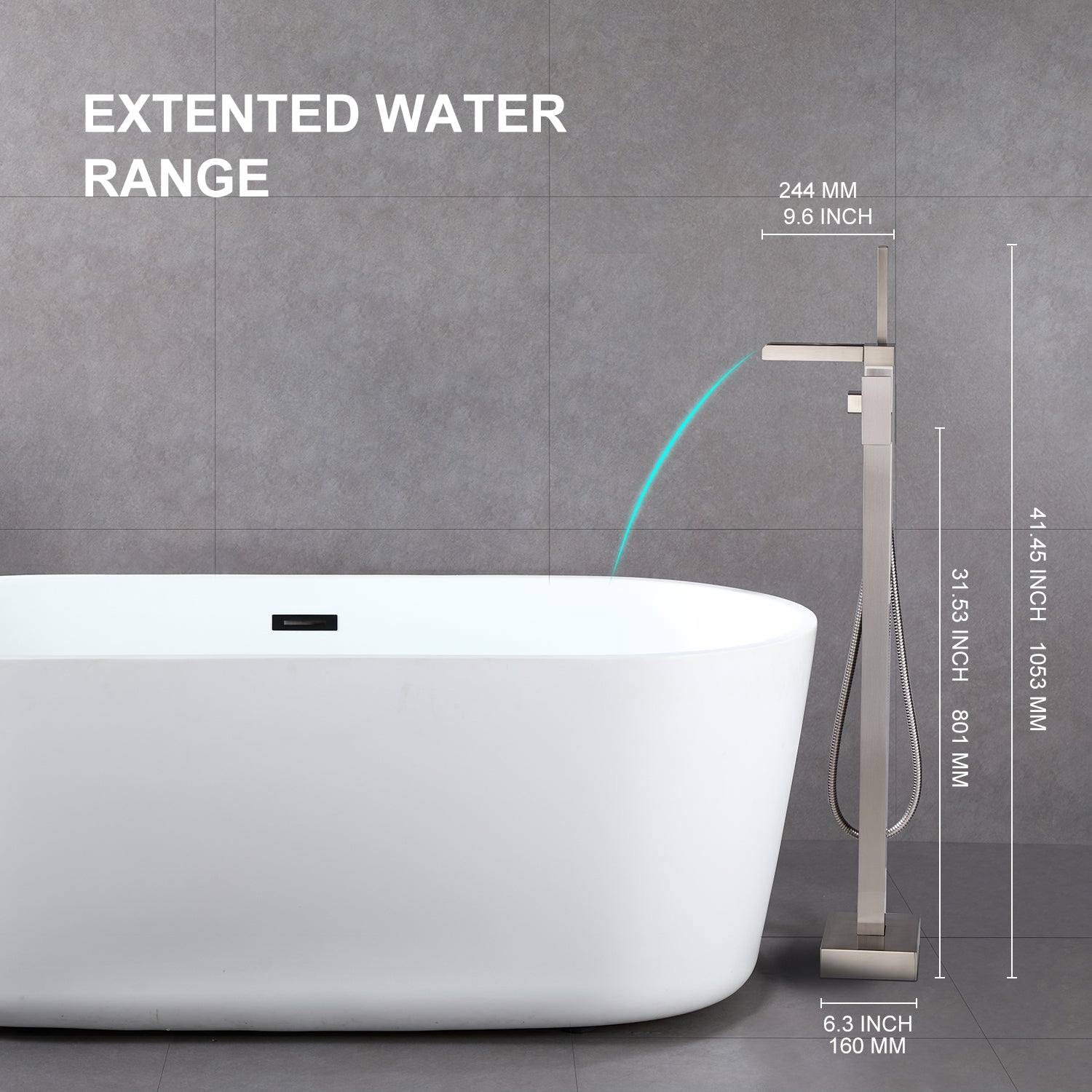 Robinet de baignoire autoportant à poignée unique avec douche à main RX8002 