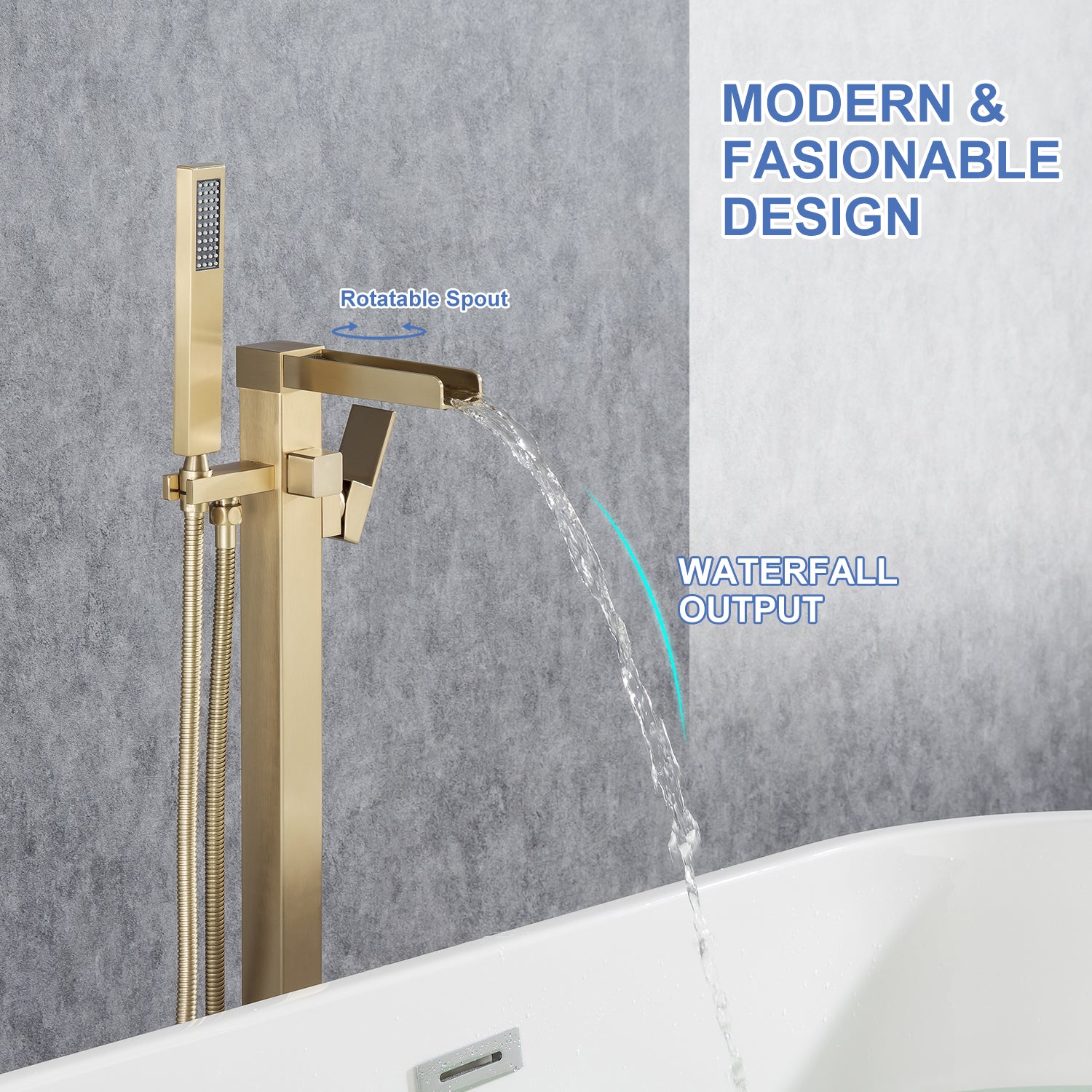 Single-Handle Floor-Mount Freestanding Tub Filler with Handheld Shower (S8002)